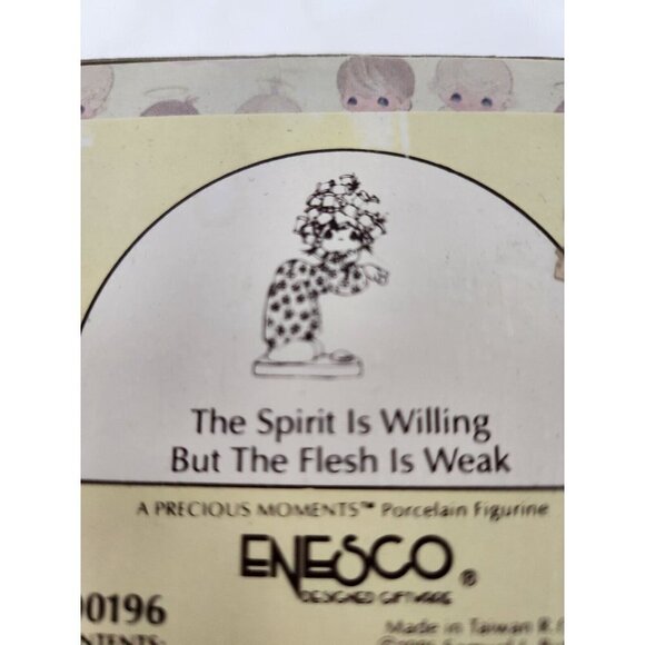 VTG Enesco Precious Moments Figurine The Spirit Is Willing But The Flesh Is Weak - Picture 5 of 8
